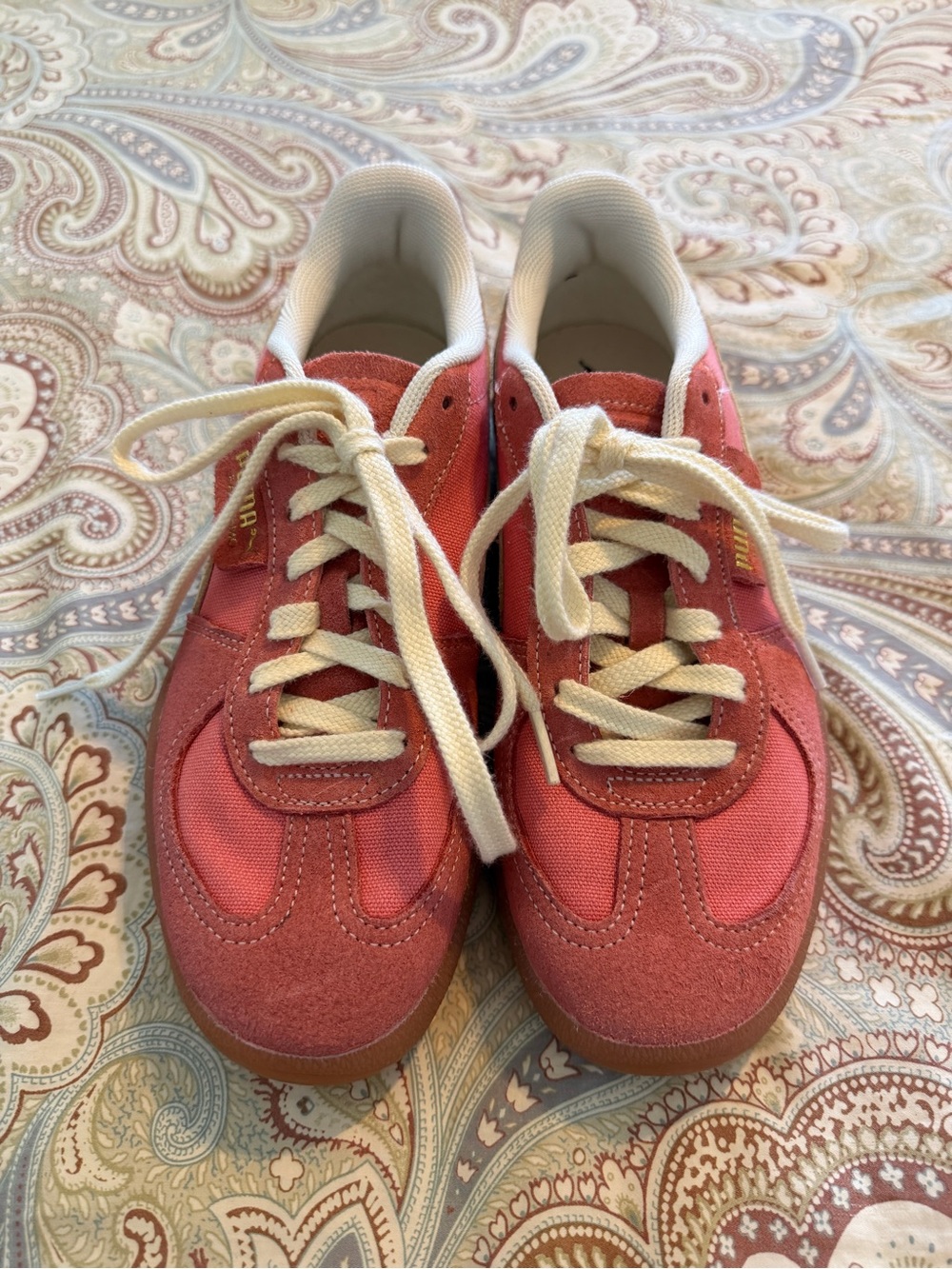 Puma Palermo Pink Suede T-Toe Sneakers Retro Streetwear Shoes Size 8.5